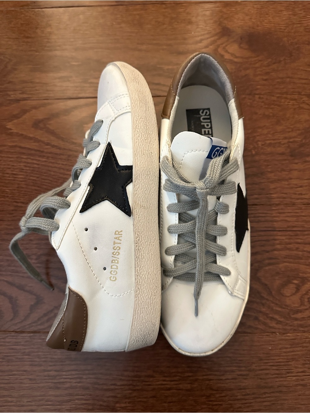 Women’s Style White Leather Sneakers with Black Star